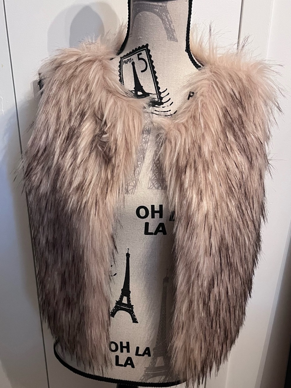 BB Dakota Blush Taupe Faux Fur Vest